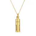 Polished gold stainless steel perfume bottle pendant necklace with transparent window - Gold