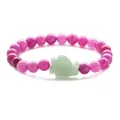 Bracciale di quarzo fragola naturale con ciondolo a pinguino in avventurina verde chiaro - Agata rosso rosa