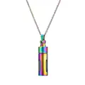 Rainbow plated stainless steel cylinder perfume bottle pendant necklace for men and women - Rainbow