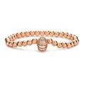 Rose gold beaded bracelet featuring a micro-paved zircon American football helmet charm - Football Helmet Pendant / Rose Gold