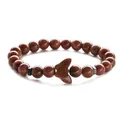 Handmade gold sandstone beaded bracelet featuring a whale tail charm for couples - Elastic Cord Style / Gold Sandstone Butterfly
