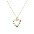 Vergoldete Halskette mit offenem Herzanhänger und bunten Zirkoniasteinen - Pavé Mehrfarbiges Zirkonia Herz Stil (CN001468CX)