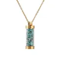 Golden perfume bottle necklace with turquoise stone inlay and stainless steel chain - Gold Turquoise