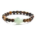 Bracciale in perle di occhio di tigre marrone con ciondolo in giada verde chiaro su fondo bianco - Occhio di Tigre Giallo