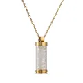 Golden stainless steel perfume bottle necklace with white natural crystal crushed stones - Gold Opal