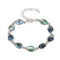 Silver bracelet featuring water drop abalone shell charms with an adjustable clasp - Water Drop