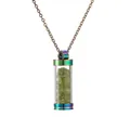Collier pendentif bouteille de parfum arc-en-ciel rempli de pierres concassées vertes - Pierres Vertes