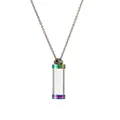 Iridescent cylinder perfume bottle pendant necklace in colorful stainless steel - Rainbow Style (SSN-00301)