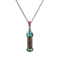 Collar de frasco de perfume en acero arcoíris con colgante de piedra natural - Chips de Ojo de Tigre
