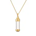 Halskette mit Parfümflaschen-Anhänger aus Edelstahl, griechischem Muster und goldener Kapsel - Gold Griechischer Schlüssel Stil (SSN-00304)