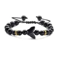 Bracciale di perle in pietra blu con ciondolo a coda di pesce e cordino intrecciato - Pietra d'Oro Blu Farfalla Intrecciato