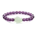 Bracciale di perle in ametista viola con un ciondolo in avventurina verde naturale - Cristallo di Vetro Viola