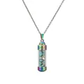 Rainbow plated stainless steel wish bottle necklace with colorful crushed stones - Blue Turquoise Chips