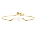Golden box chain bracelet with white cross pendant and adjustable sliding clasp - Cross Style / White Stone