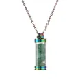 Collier flacon de parfum arc-en-ciel en acier avec pierres de cristal naturel vert - Pierres d'Aventurine Verte