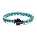 Blue sandstone penguin charm beaded bracelet with turquoise natural stone beads - Blue Sandstone Blue Turquoise Penguin