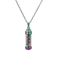 Collier pendentif bouteille de parfum arc-en-ciel en acier inoxydable avec pierres colorées - Perles Colorées