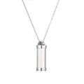 Halskette aus Edelstahl mit silbernem Parfümflaschen-Anhänger und klarem Glaszylinder - Silber-Stil (SSN-00302)