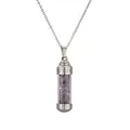 Fashionable perfume bottle necklace with purple amethyst gravel and Greek pattern decor - Silver (Amethyst Chips)
