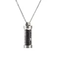 Perfume bottle necklace with black crystal stones and stainless steel cylinder pendant - Silver Cylindrical Style (302) / Black Onyx