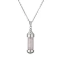 Silver stainless steel perfume bottle necklace with pink crushed stones pendant - Pink (Rose Quartz)