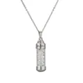 Perfume bottle pendant necklace with silver steel finish and white crushed stones - Silver Opal gravel