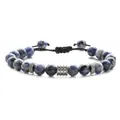 Adjustable beaded bracelet featuring blue sodalite natural stones and silver metal accents - Sodalite