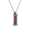 Collier flacon de parfum arc-en-ciel en acier inox avec cristaux de jaspe rouge - Pierres de Jaspe Rouge