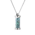 Silver perfume bottle necklace with blue turquoise stones and cylindrical pendant - Silver Cylindrical Style (302) / Blue/Turquoise