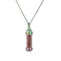 Collier flacon de parfum arc-en-ciel avec pierres rouges et motif grec - Éclats de Jaspe Rouge