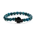 Blue phoenix stone beaded bracelet with a sparkling blue goldstone penguin charm - Blue Sandstone Blue Spot Stone Penguin