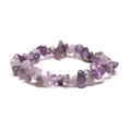 Handmade natural amethyst crystal gravel stretch bracelet for women on white background - Purple Crystal
