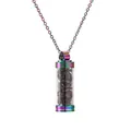 Collier flacon de parfum arc-en-ciel avec pierres concassées rouges et tube transparent - Pierres de Grenat