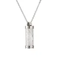 Capsule pendant necklace with white crystals and silver stainless steel chain - Silver Cylindrical Style (302) / White/Opal