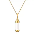 Halskette mit goldener Parfümflasche aus Edelstahl und transparentem Steinkammer - Gold Minimalistischer Stil (SSN-00308)