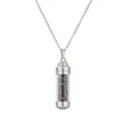 Silberne Edelstahl Kapsel-Halskette mit roten Steinen und Griechischem Muster - Silber (Granat-Splitter)