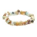 Handmade bracelet with natural mixed crystal stone chips featuring irregular rose quartz beads - Amazonite