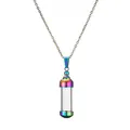 Collar con colgante de botella de perfume de acero inoxidable en colores del arco iris - Multicolor
