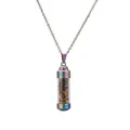 Collier arc-en-ciel avec pendentif flacon de parfum rempli de pierres d'oeil de tigre - Éclats d'Oeil de Tigre