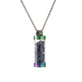 Collier flacon de parfum arc-en-ciel avec cristaux bleu foncé dans un pendentif clair - Pierres de Lapis-Lazuli