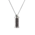 Silver stainless steel necklace with cylinder pendant filled with red garnet stones - Silver Cylindrical Style (302) / Dark Red/Garnet