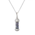 Halskette aus Edelstahl mit zylindrischem Kapselanhänger und blauen Edelsteinen - Lapislazuli-Kies