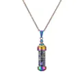 Collar con colgante de botella de perfume en acero inoxidable arcoíris y piedras azules - Grava de Lapislázuli