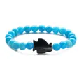 Blue beads bracelet with a sparkling black fish charm made of blue sandstone and agate - Blue Sandstone Lake Blue Stone Penguin