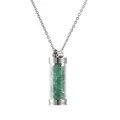 Cylindrical stainless steel perfume bottle pendant with green natural stones and silver chain - Silver Cylindrical Style (302) / Light Green/Aventurine