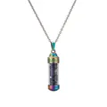 Collier flacon de parfum irisé avec pierres bleues et motifs de méandres grecs gravés - Gravier de Lapis-lazuli