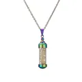 Collar de acero inoxidable arcoíris con colgante de grava de piedra preciosa amarilla - Citrino