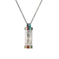 Collier arc-en-ciel en acier inoxydable avec pendentif cylindre et pierres blanches - Pierres de Turquoise Blanche