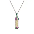 Collier arc-en-ciel avec pendentif flacon de parfum en verre rempli de pierres jaunes - Citrine