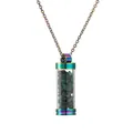 Collier bouteille à vœux en acier arc-en-ciel avec pierres de cristal vertes - Pierres de Malachite Verte